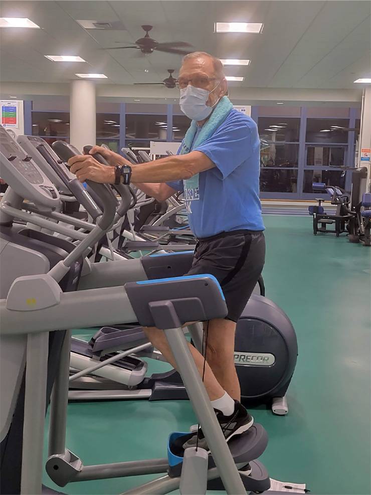 Retired Duke employee Gilbert Smith works out most mornings at the Duke Health and Fitness Center. Photo courtesy of Gilbert Smith.